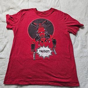 Marvel Comics Deadpool Tacos?! Red Short Sleeve Graphic T Shirt XL